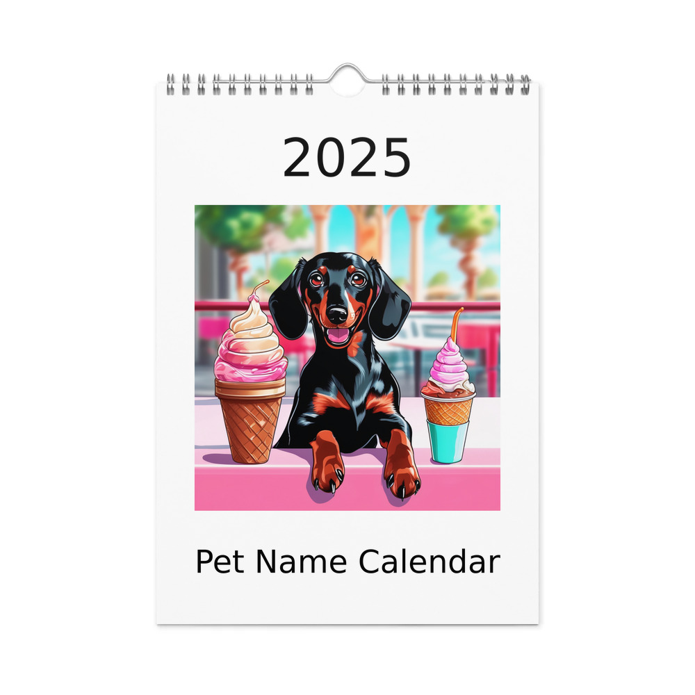 PugMug Custom Black Dachshund Wall Calendar (2026)