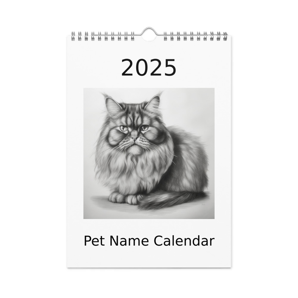 PugMug Custom Tabby Persian Cat Wall Calendar (2026)