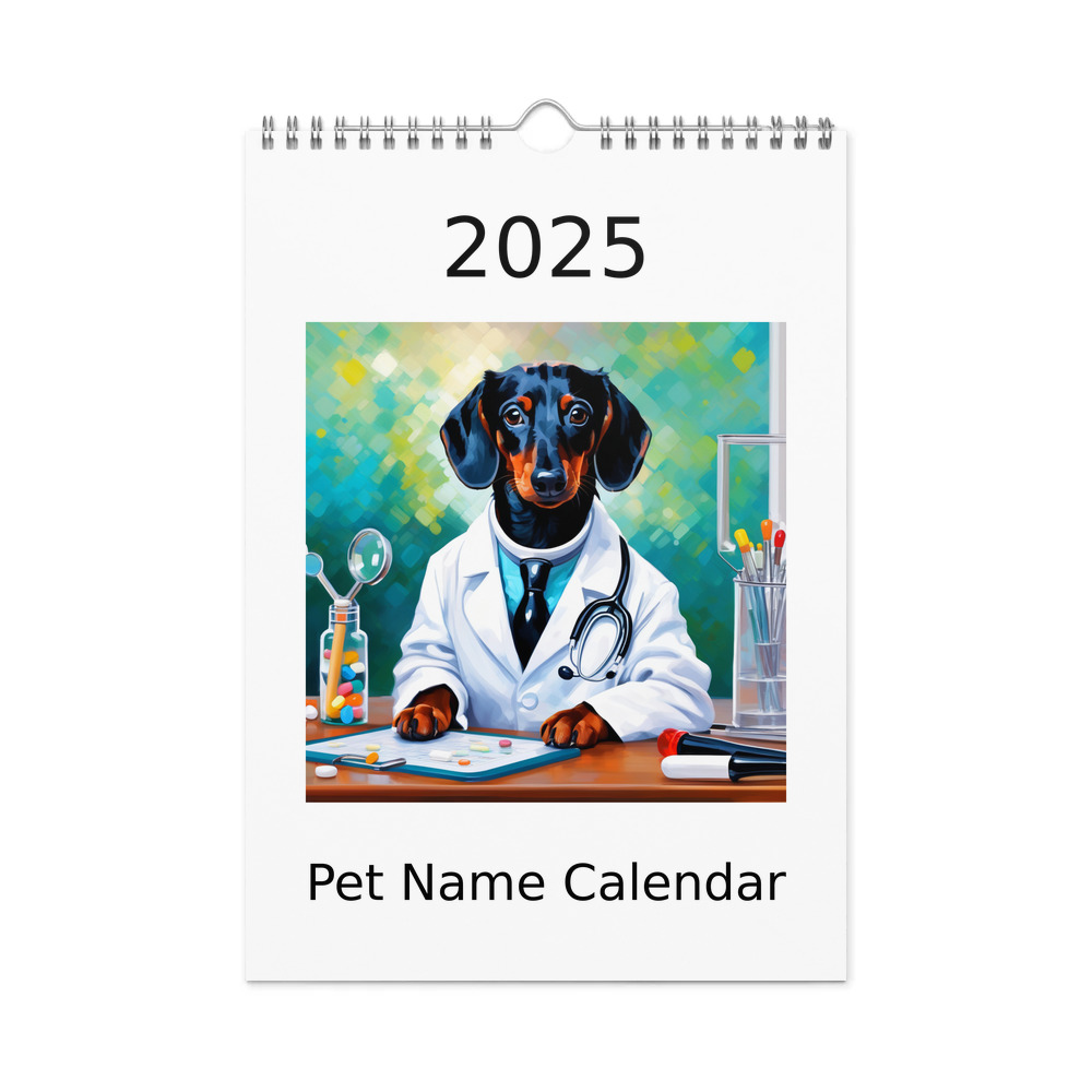PugMug Custom Black Dachshund Wall Calendar (2026)