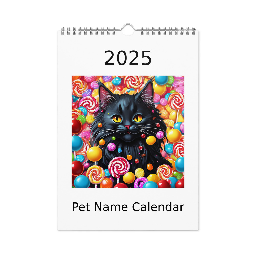 PugMug Custom Black Maine Coon Cat Wall Calendar (2026)