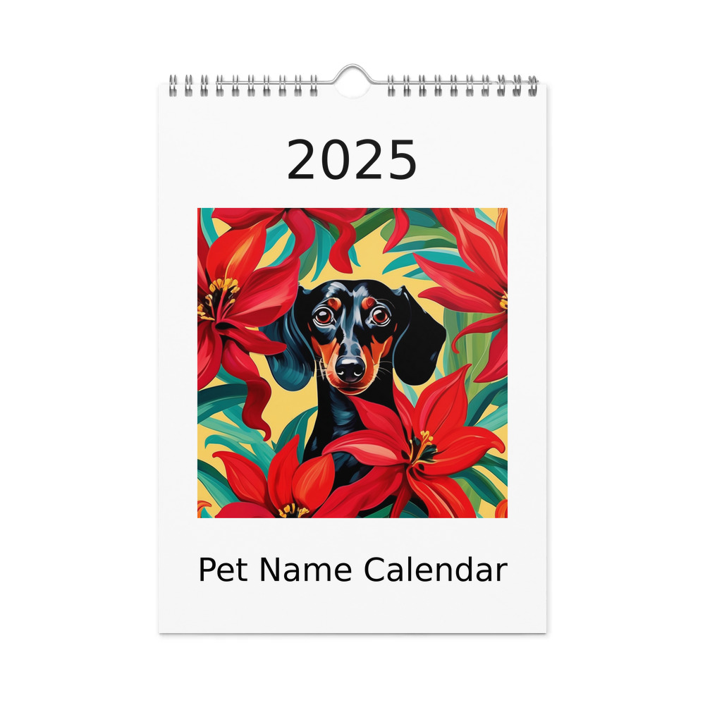 PugMug Custom Black Dachshund Wall Calendar (2026)