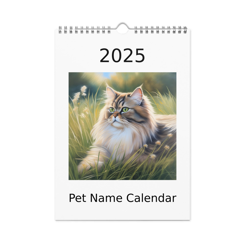 PugMug Custom Tabby Persian Cat Wall Calendar (2026)