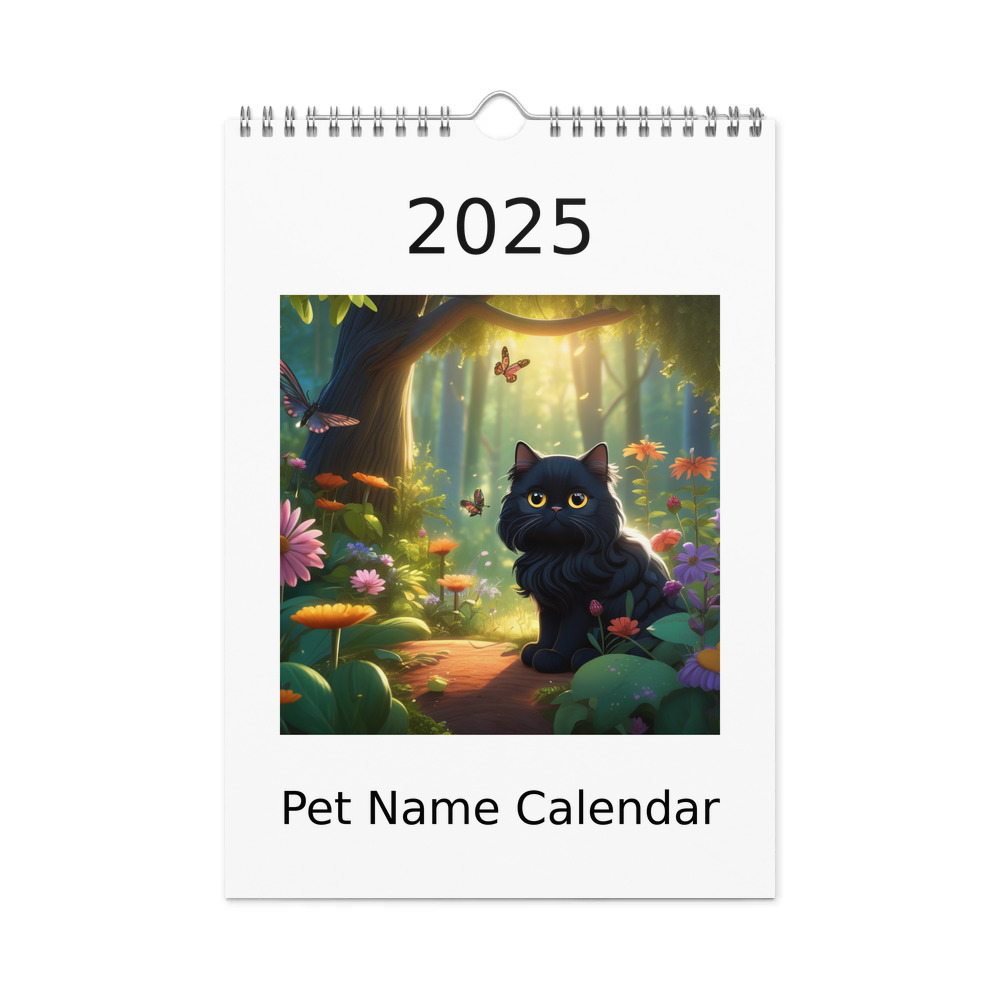 PugMug Custom Black Persian Cat Wall Calendar (2026)