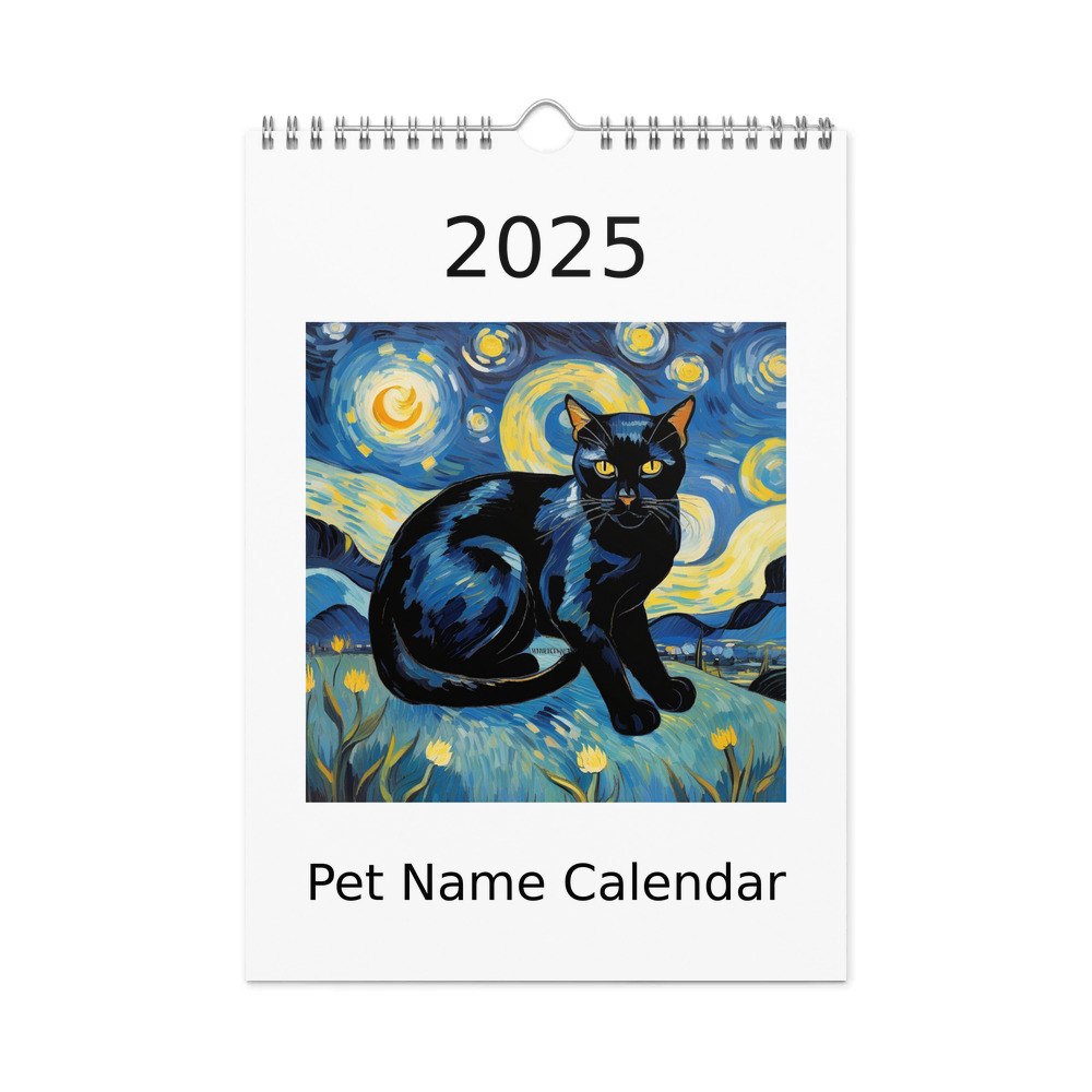 PugMug Custom Black Exotic Cat Wall Calendar (2026)