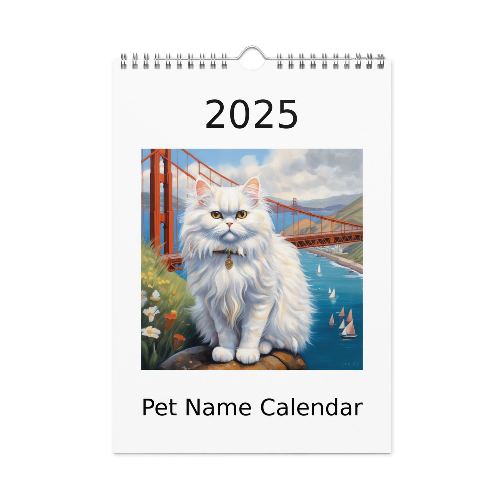 PugMug Custom White Persian Cat Wall Calendar (2026)