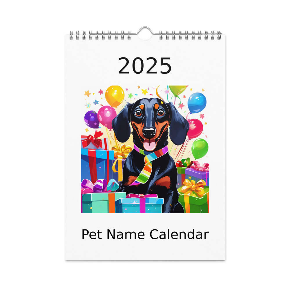 PugMug Custom Black Dachshund Wall Calendar (2026)