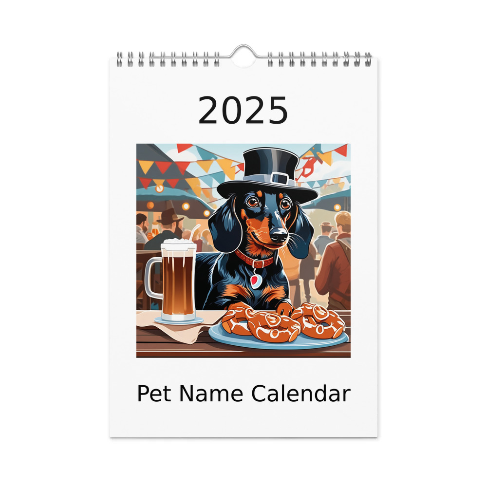 PugMug Custom Black Dachshund Wall Calendar (2026)