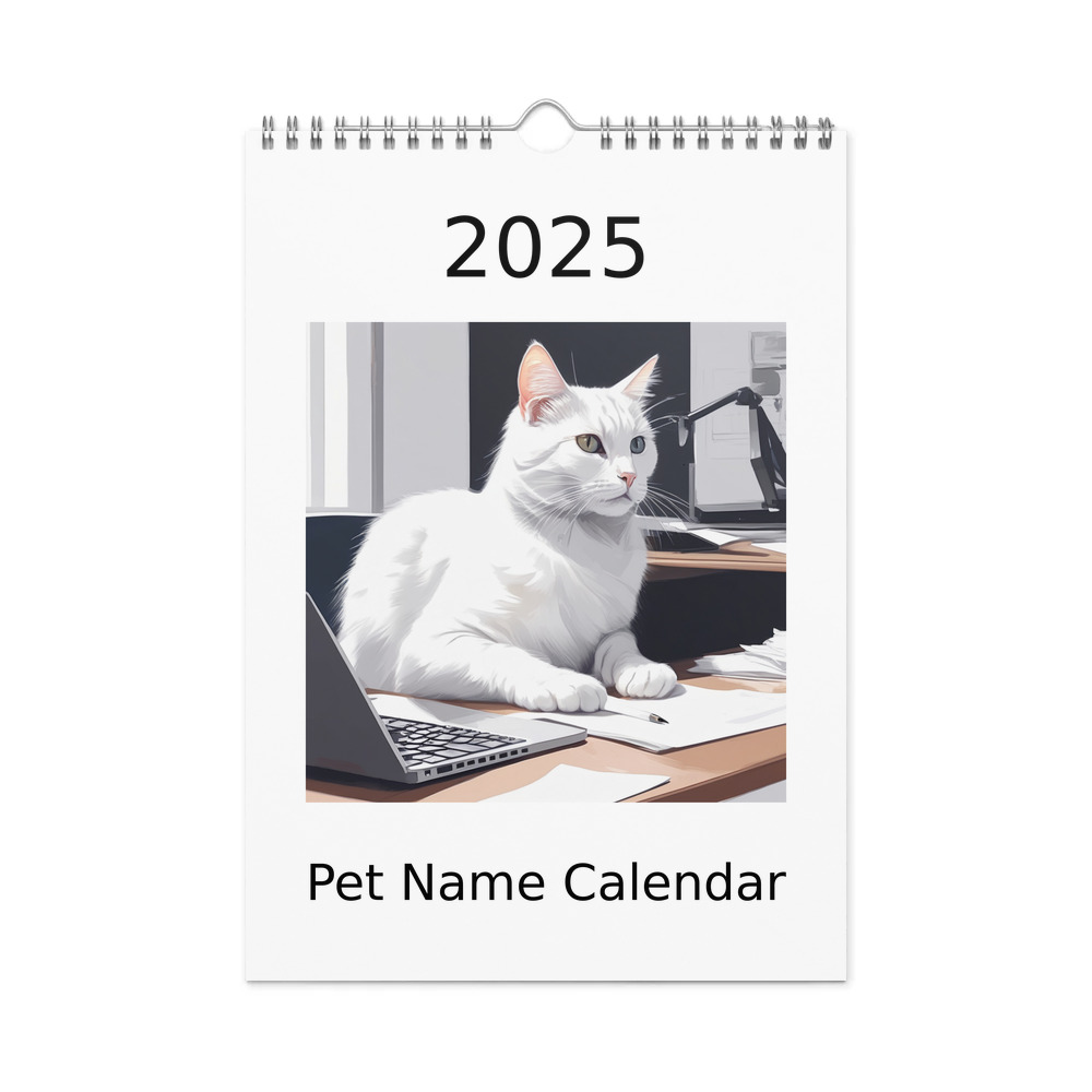 PugMug Custom White Companion Cat Wall Calendar (2026)