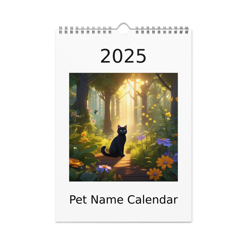 PugMug Custom Black Companion Cat Wall Calendar (2026)