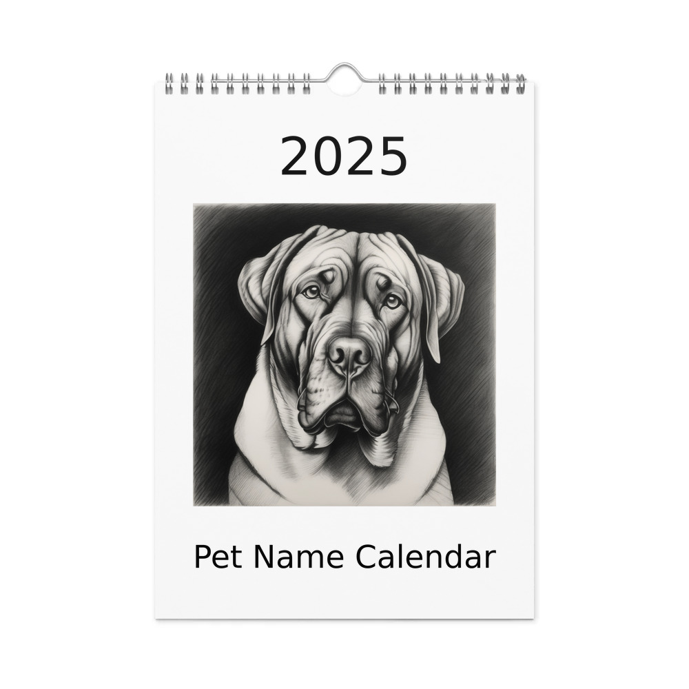 PugMug Custom Mastiff Wall Calendar (2026)