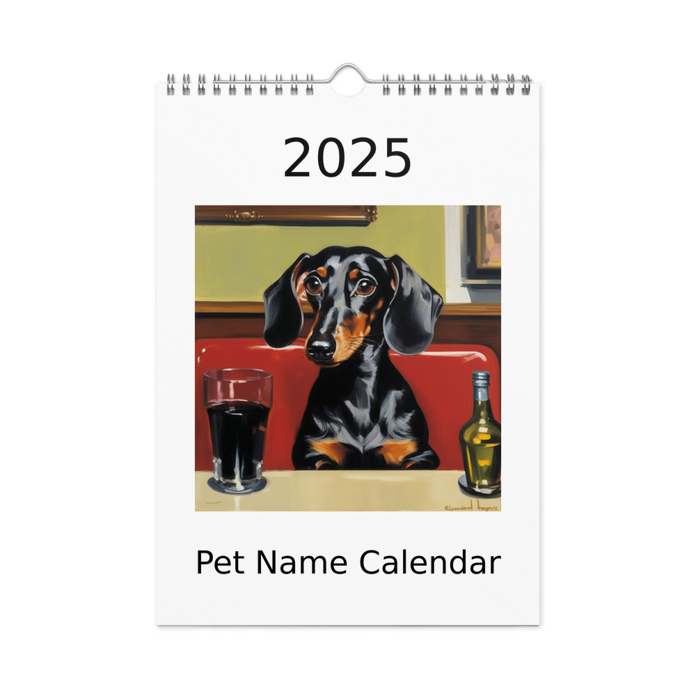 PugMug Custom Black Dachshund Wall Calendar (2026)