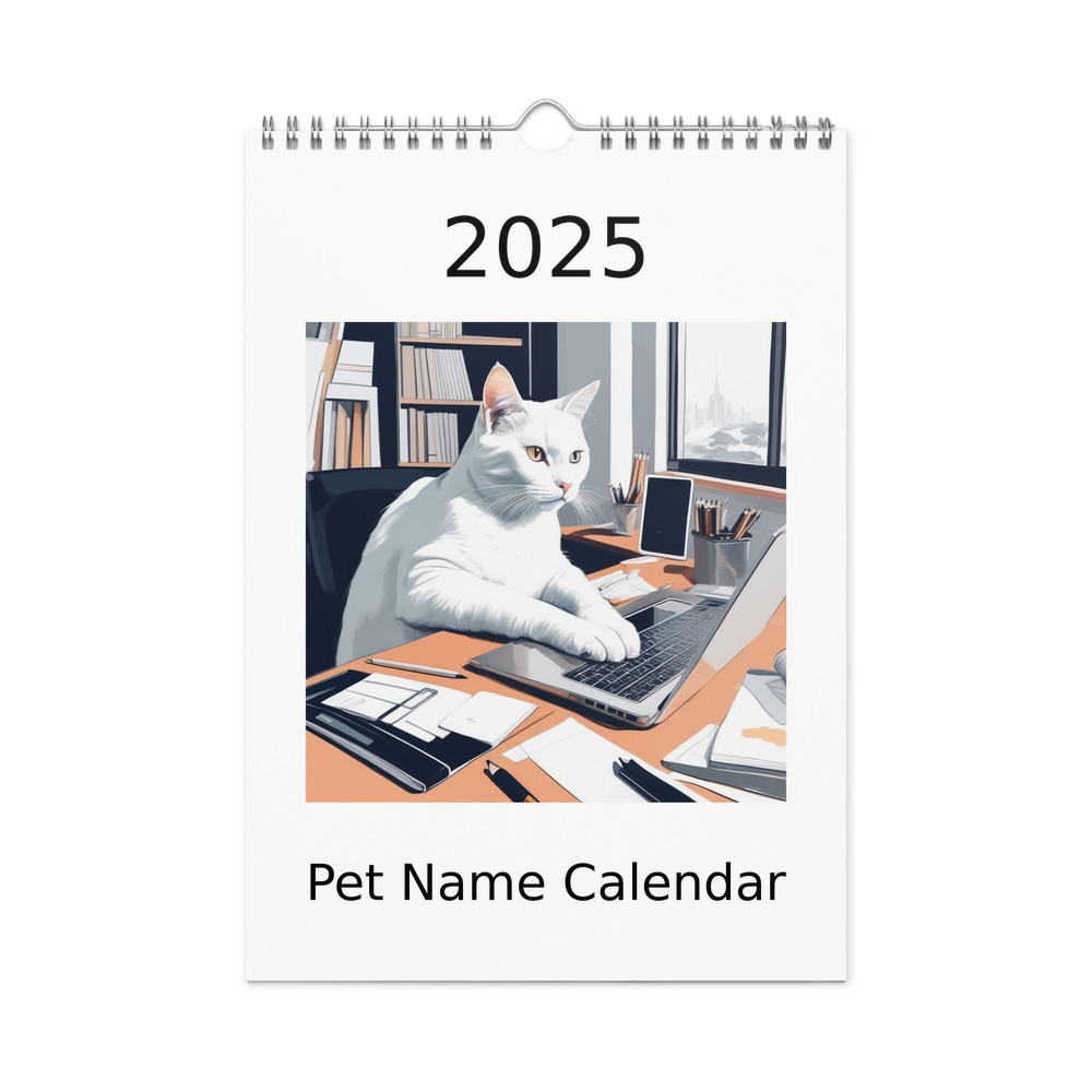 PugMug Custom White Companion Cat Wall Calendar (2026)
