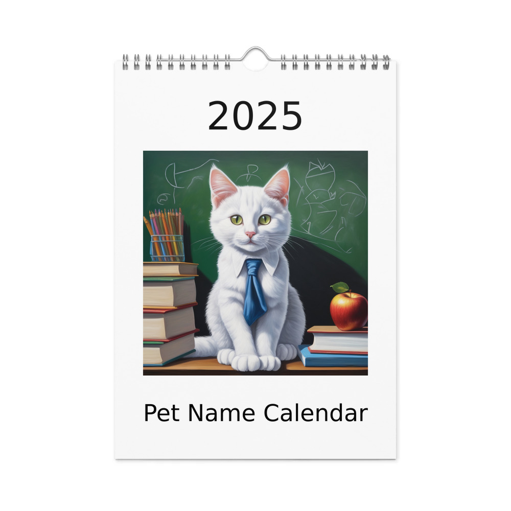 PugMug Custom White Companion Cat Wall Calendar (2026)