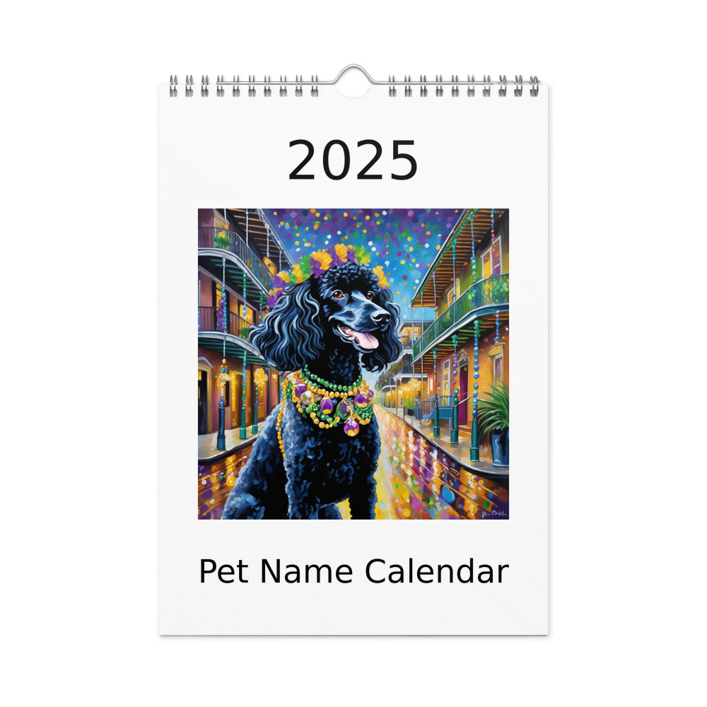 PugMug Custom Black Poodle Wall Calendar (2026)