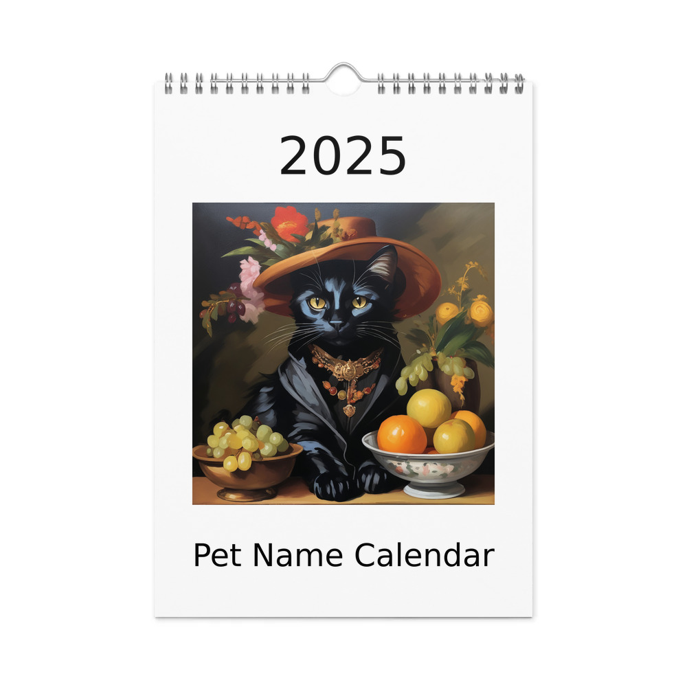 PugMug Custom Black Companion Cat Wall Calendar (2026)