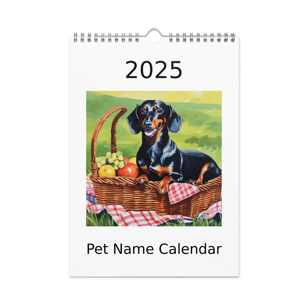 PugMug Custom Black Dachshund Wall Calendar (2026)