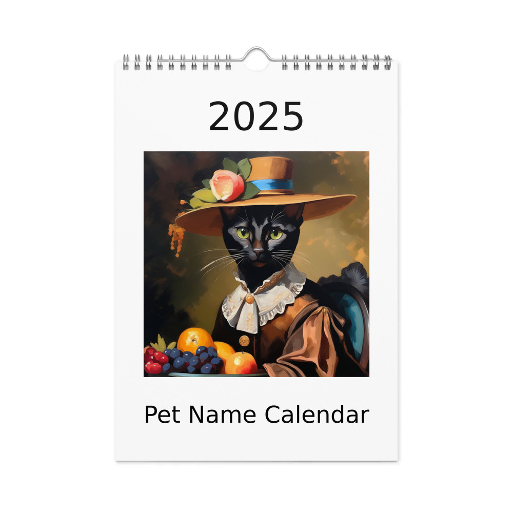 PugMug Custom Black Abyssinian Cat Wall Calendar (2026)
