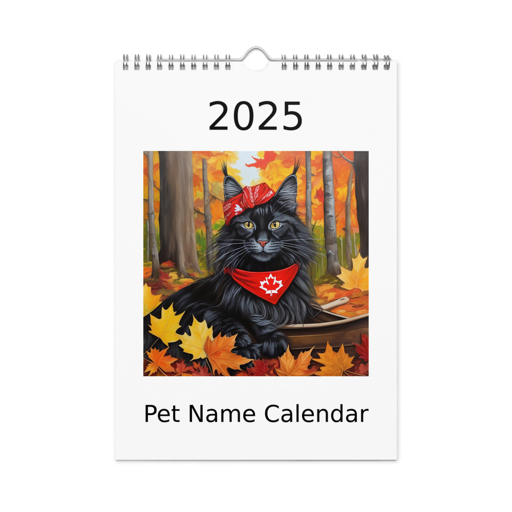 PugMug Custom Black Maine Coon Cat Wall Calendar (2026)
