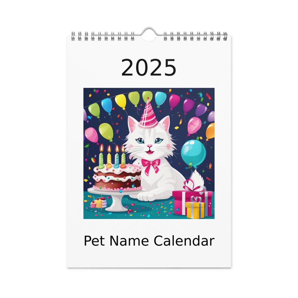PugMug Custom White Companion Cat Wall Calendar (2026)