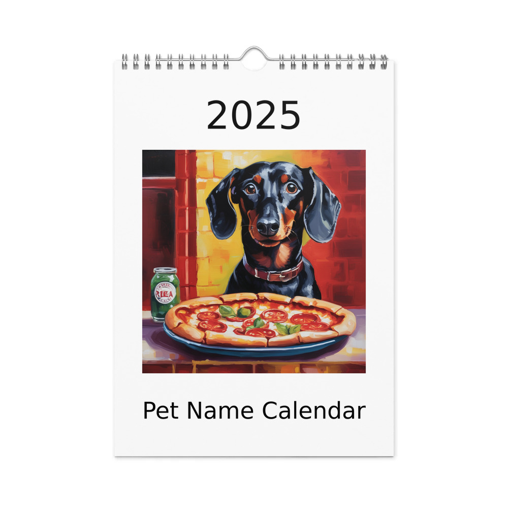 PugMug Custom Black Dachshund Wall Calendar (2026)