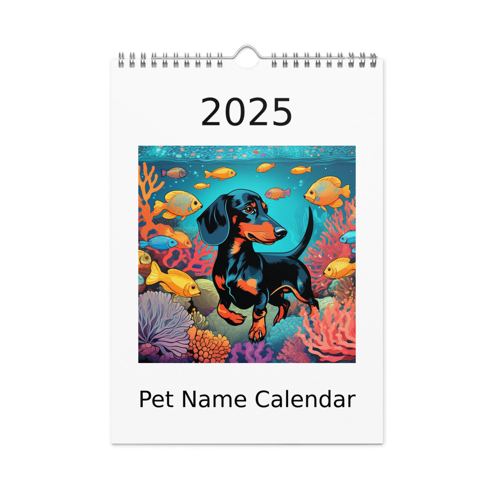 PugMug Custom Black Dachshund Wall Calendar (2026)