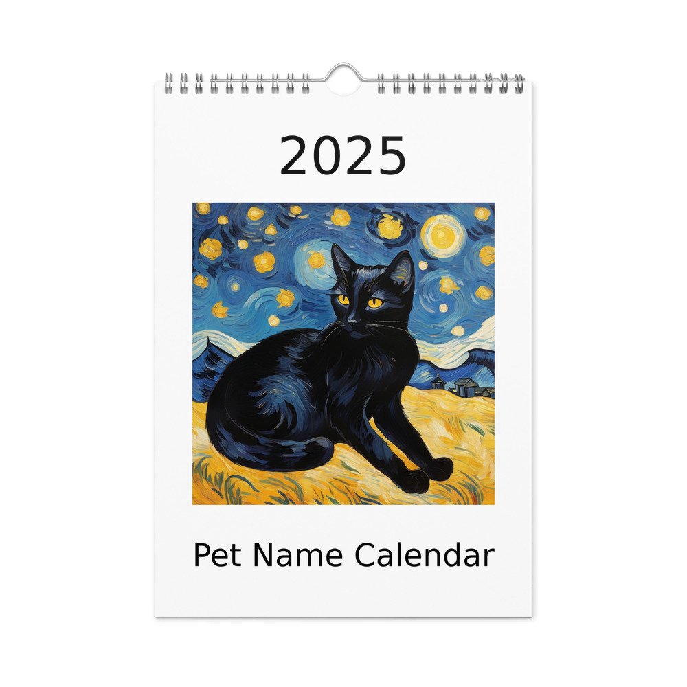 PugMug Custom Black Companion Cat Wall Calendar (2026)