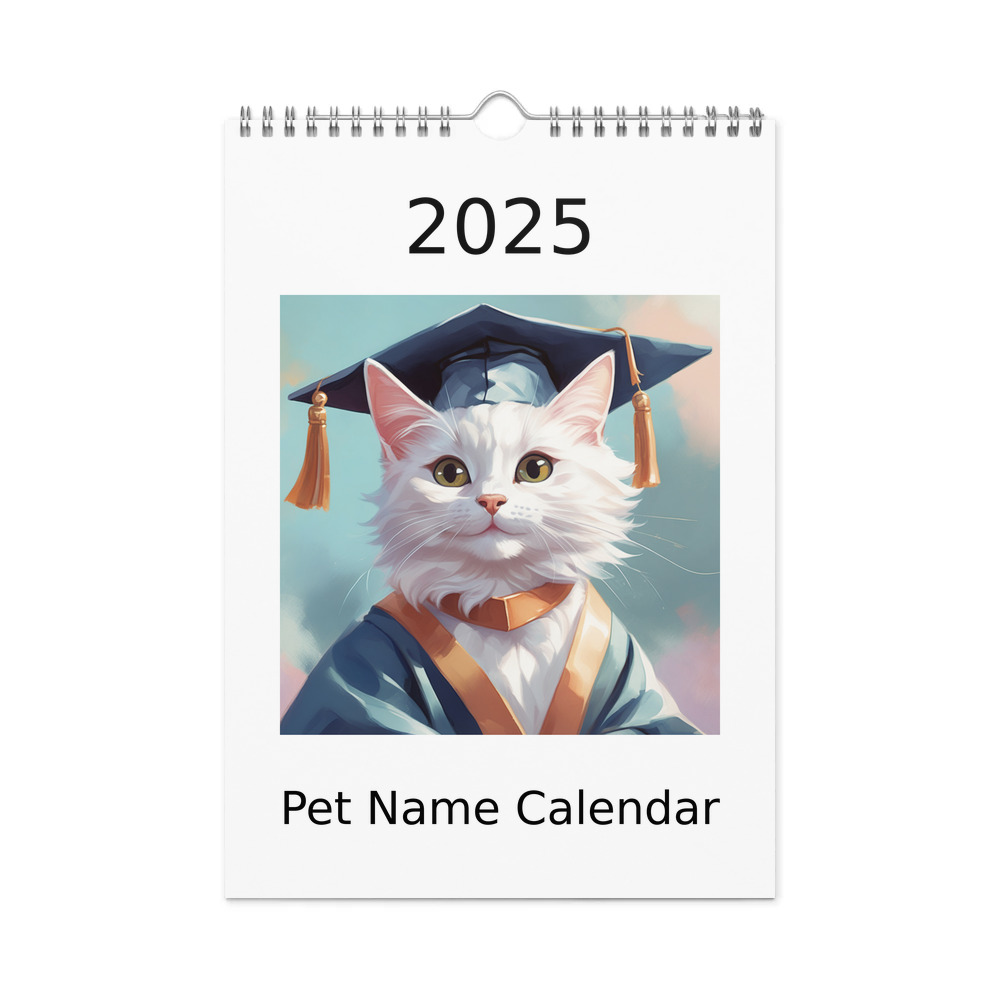 PugMug Custom White Companion Cat Wall Calendar (2026)