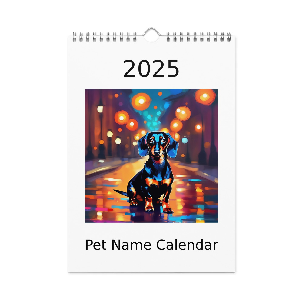 PugMug Custom Black Dachshund Wall Calendar (2026)