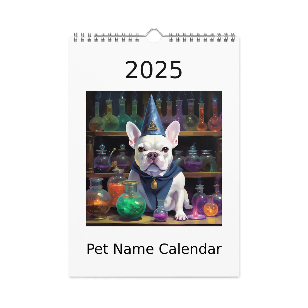 PugMug Custom White French Bulldog Wall Calendar (2026)