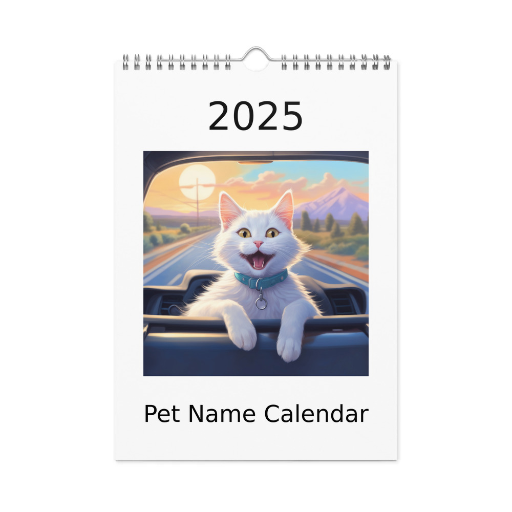 PugMug Custom White Companion Cat Wall Calendar (2026)