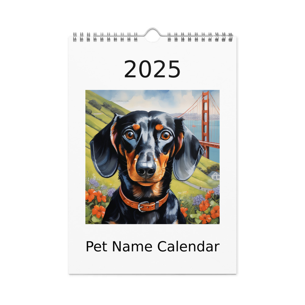 PugMug Custom Black Dachshund Wall Calendar (2026)