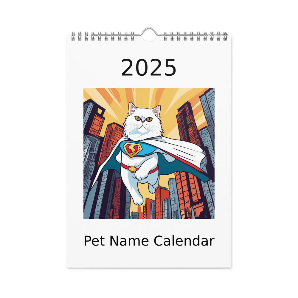 PugMug Custom White Persian Cat Wall Calendar (2026)