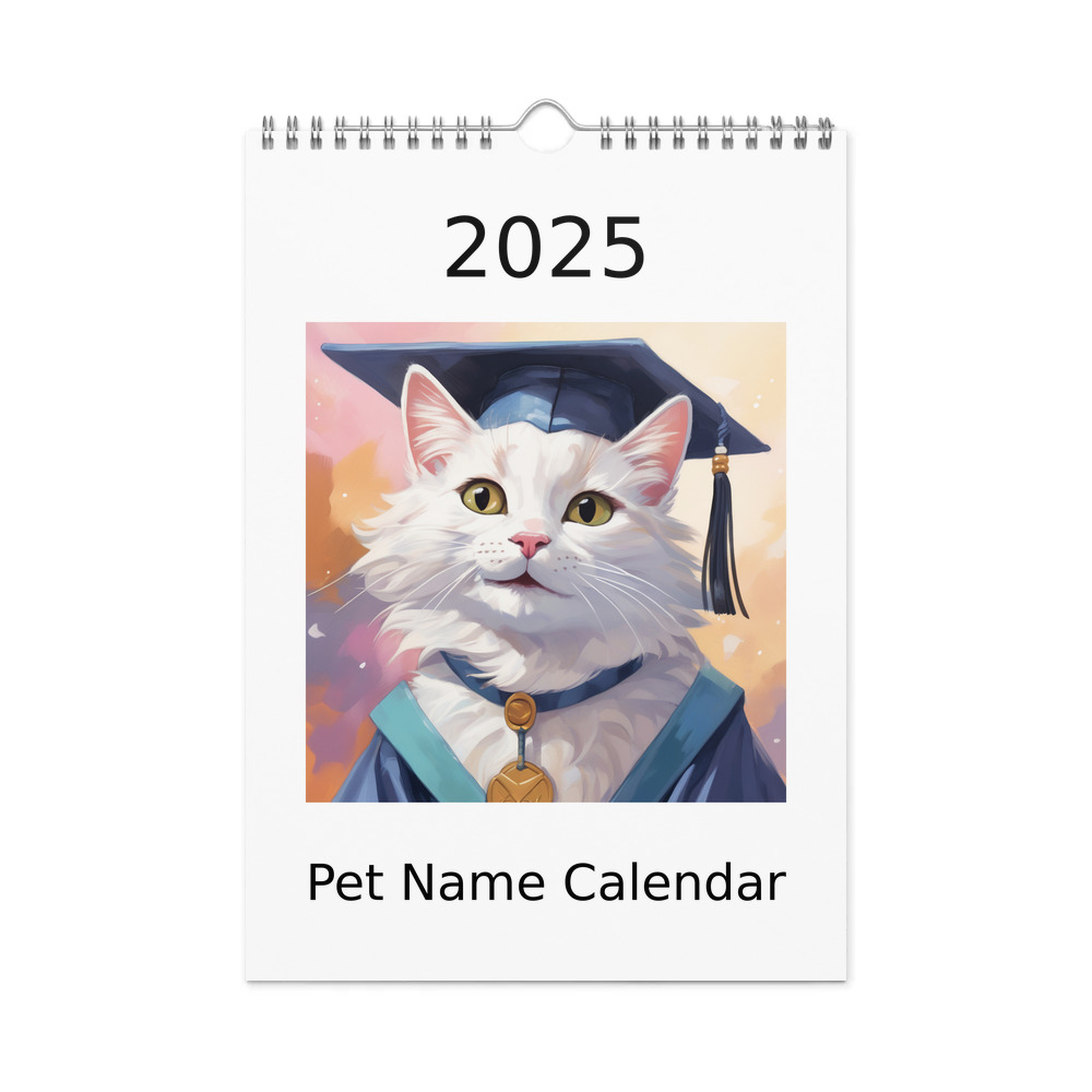 PugMug Custom White Companion Cat Wall Calendar (2026)