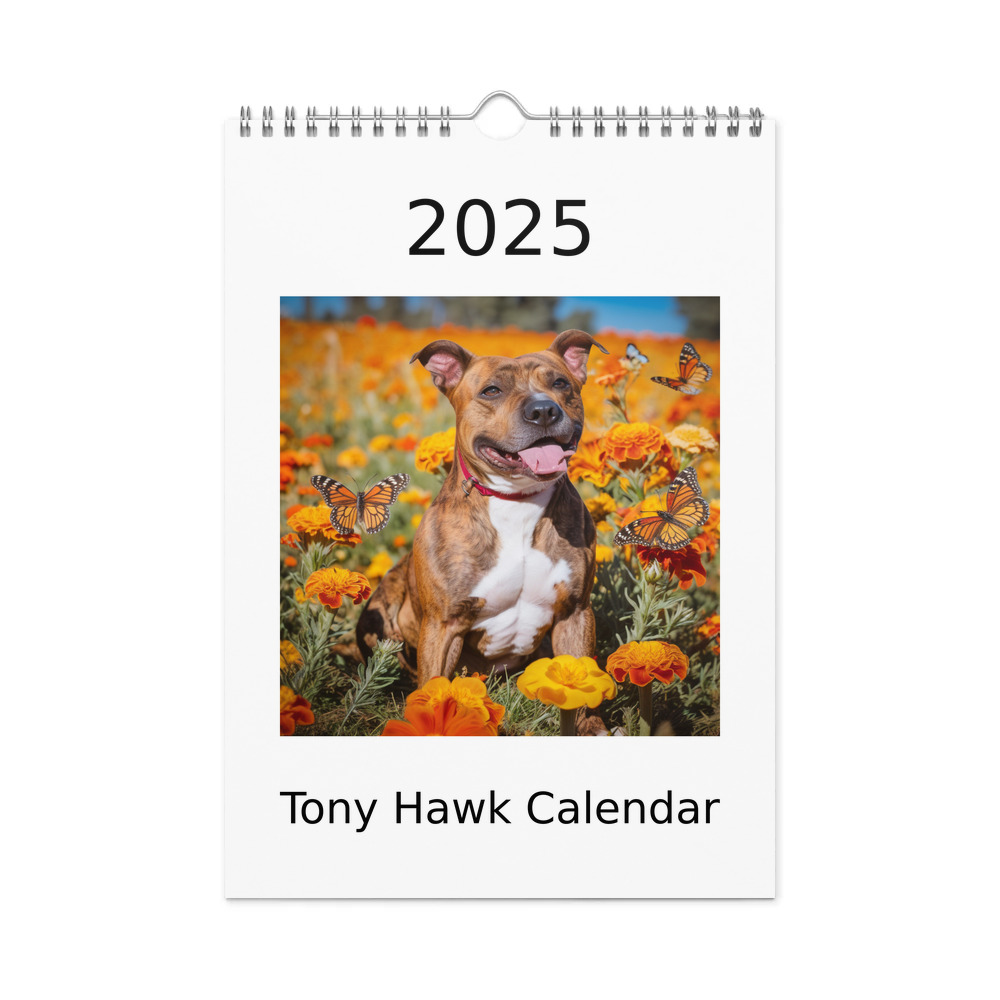 PugMug Custom Tony Hawk Wall Calendar (2026)