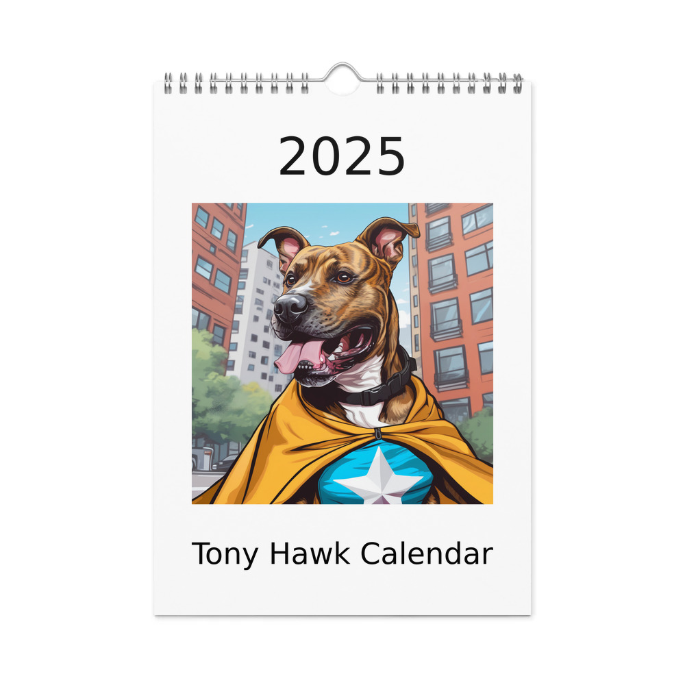 PugMug Custom Tony Hawk Wall Calendar (2026)