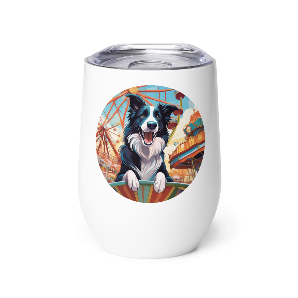 PugMug Custom Border Collie Wine Tumbler