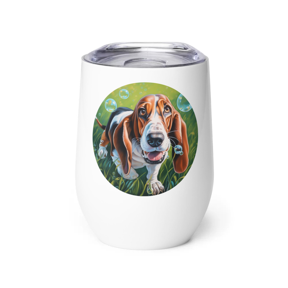 PugMug Custom Basset Hound Wine Tumbler