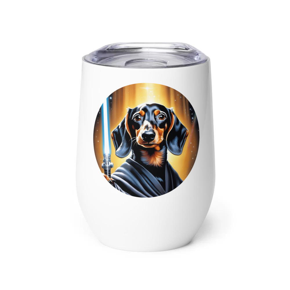 PugMug Custom Black Dachshund Wine Tumbler