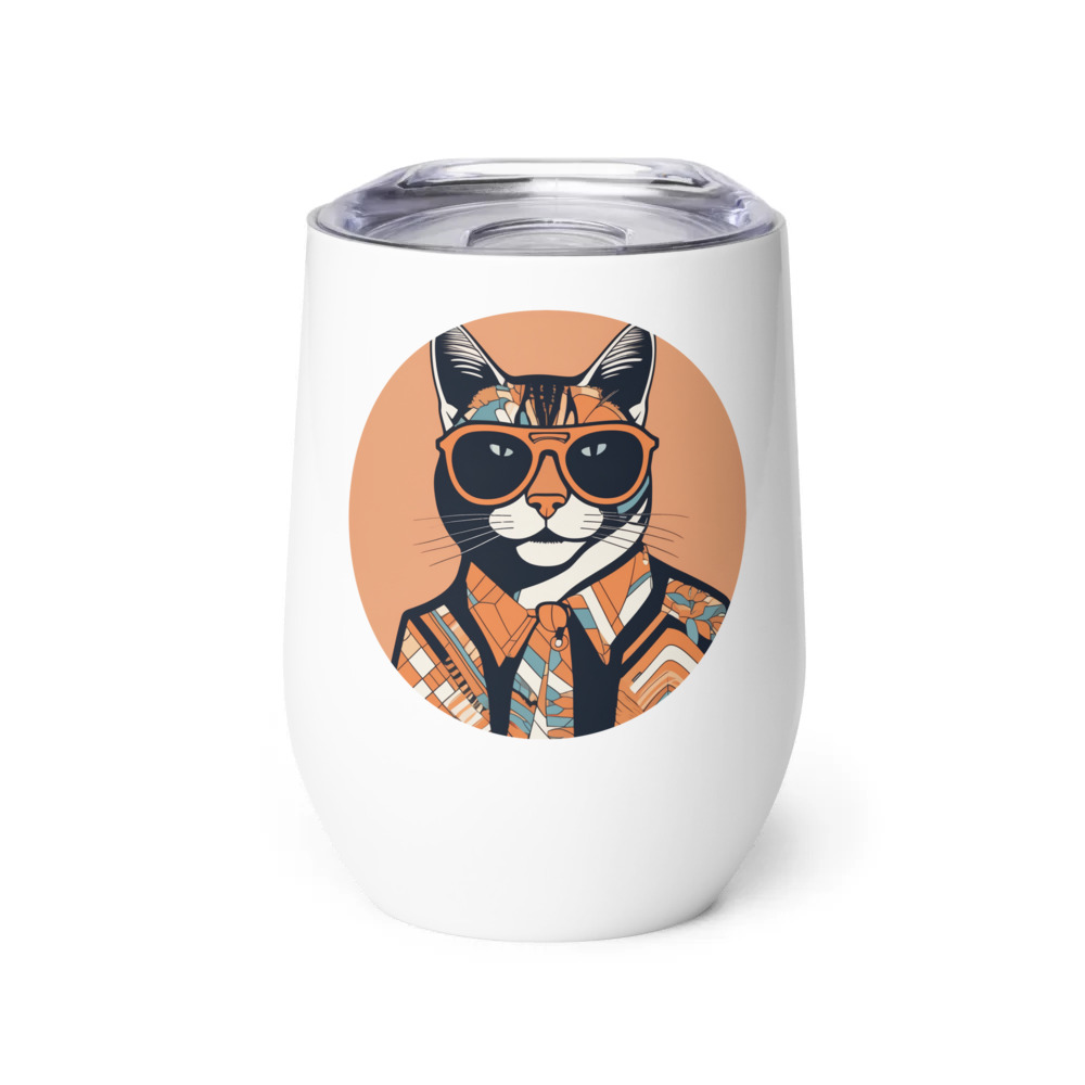 PugMug Custom Tabby Companion Cat Wine Tumbler