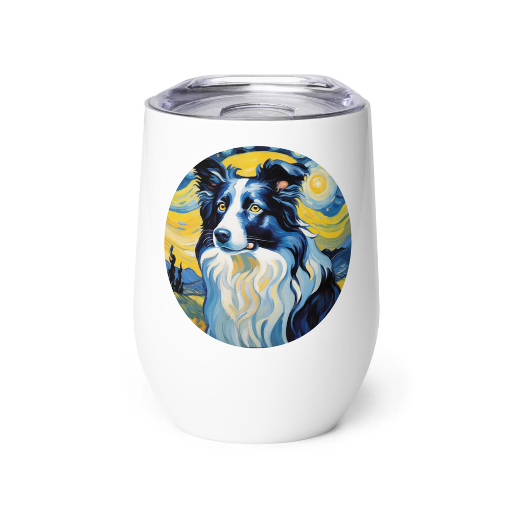 PugMug Custom Border Collie Wine Tumbler