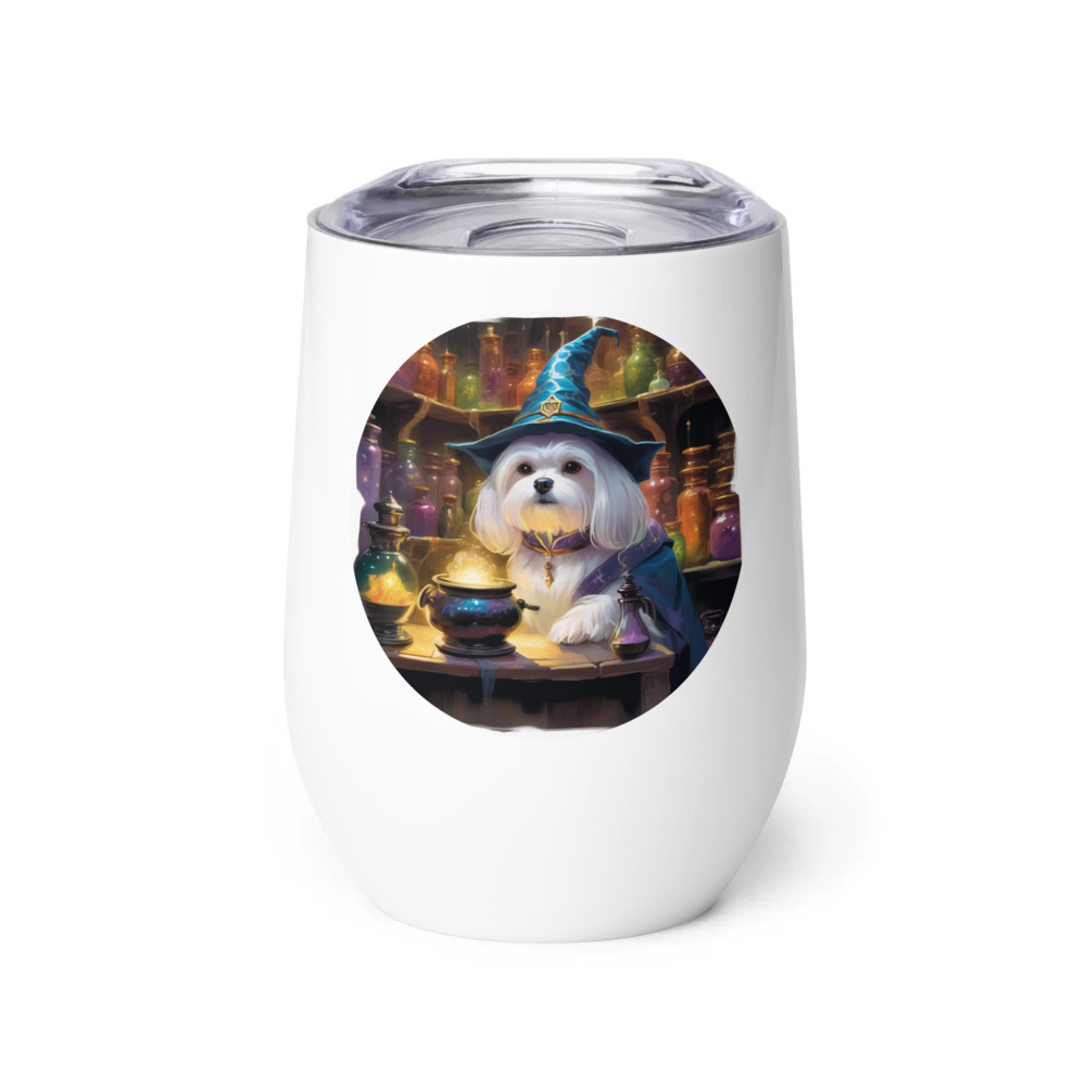 PugMug Custom Maltese Dog Wine Tumbler