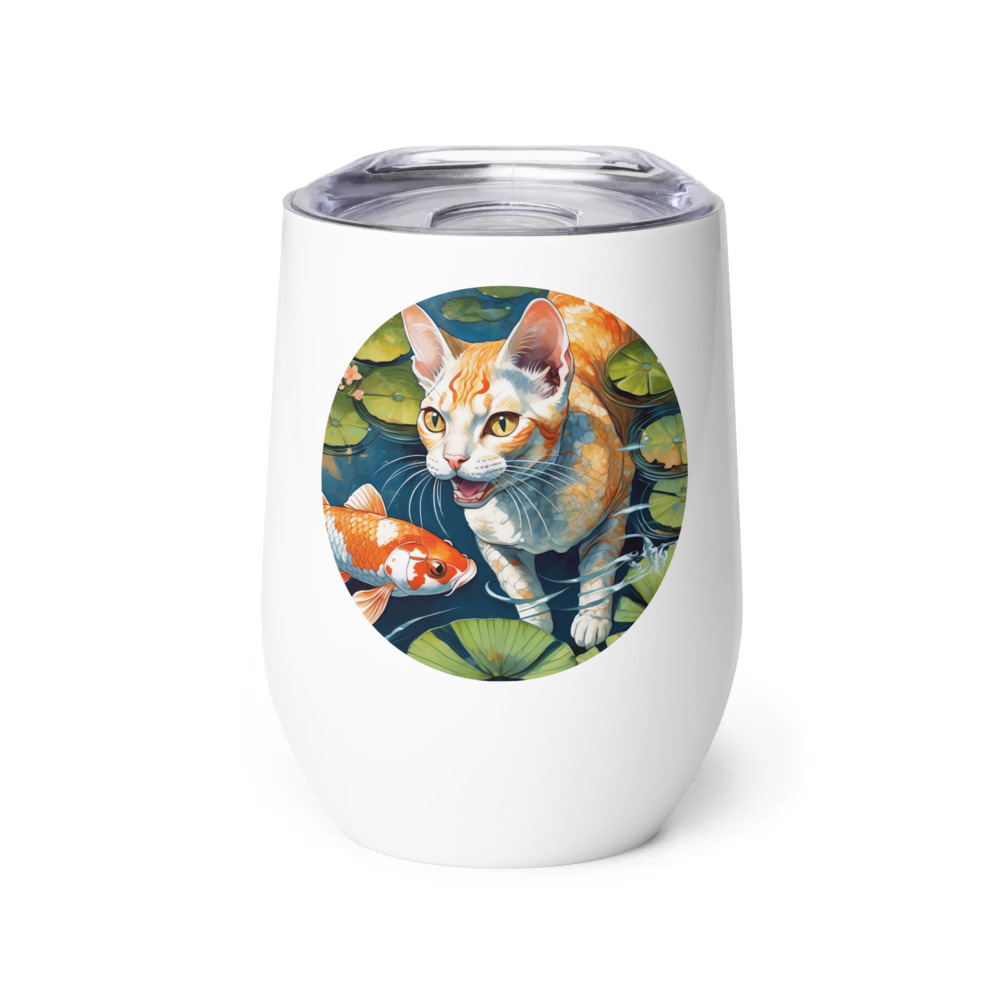 PugMug Custom Tabby Devon Rex Cat Wine Tumbler