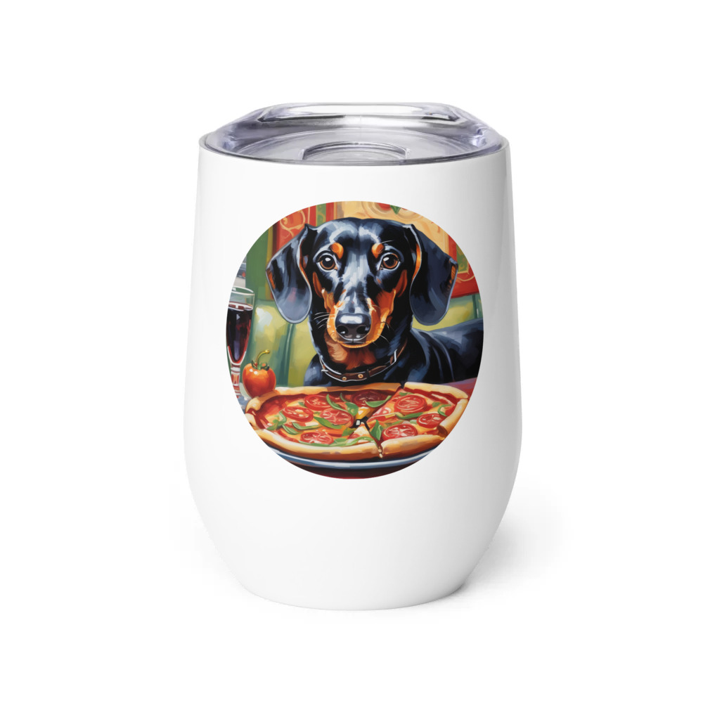 PugMug Custom Black Dachshund Wine Tumbler