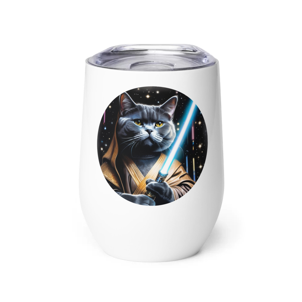PugMug Custom Black British Shorthair Cat Wine Tumbler