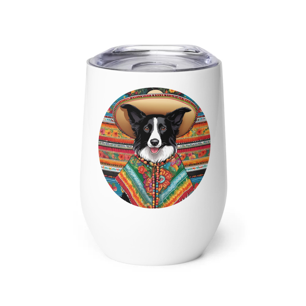 PugMug Custom Border Collie Wine Tumbler