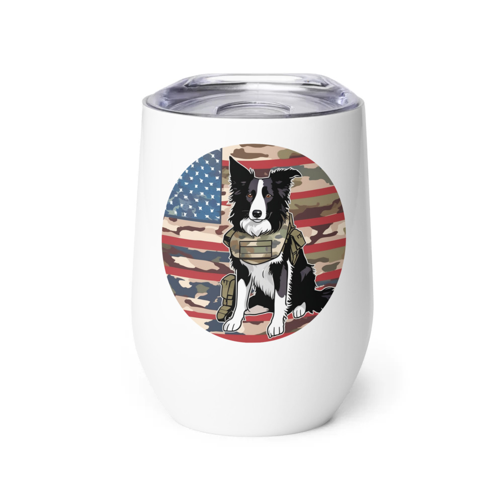 PugMug Custom Border Collie Wine Tumbler