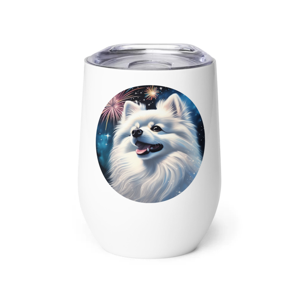 PugMug Custom White Pomeranian Wine Tumbler