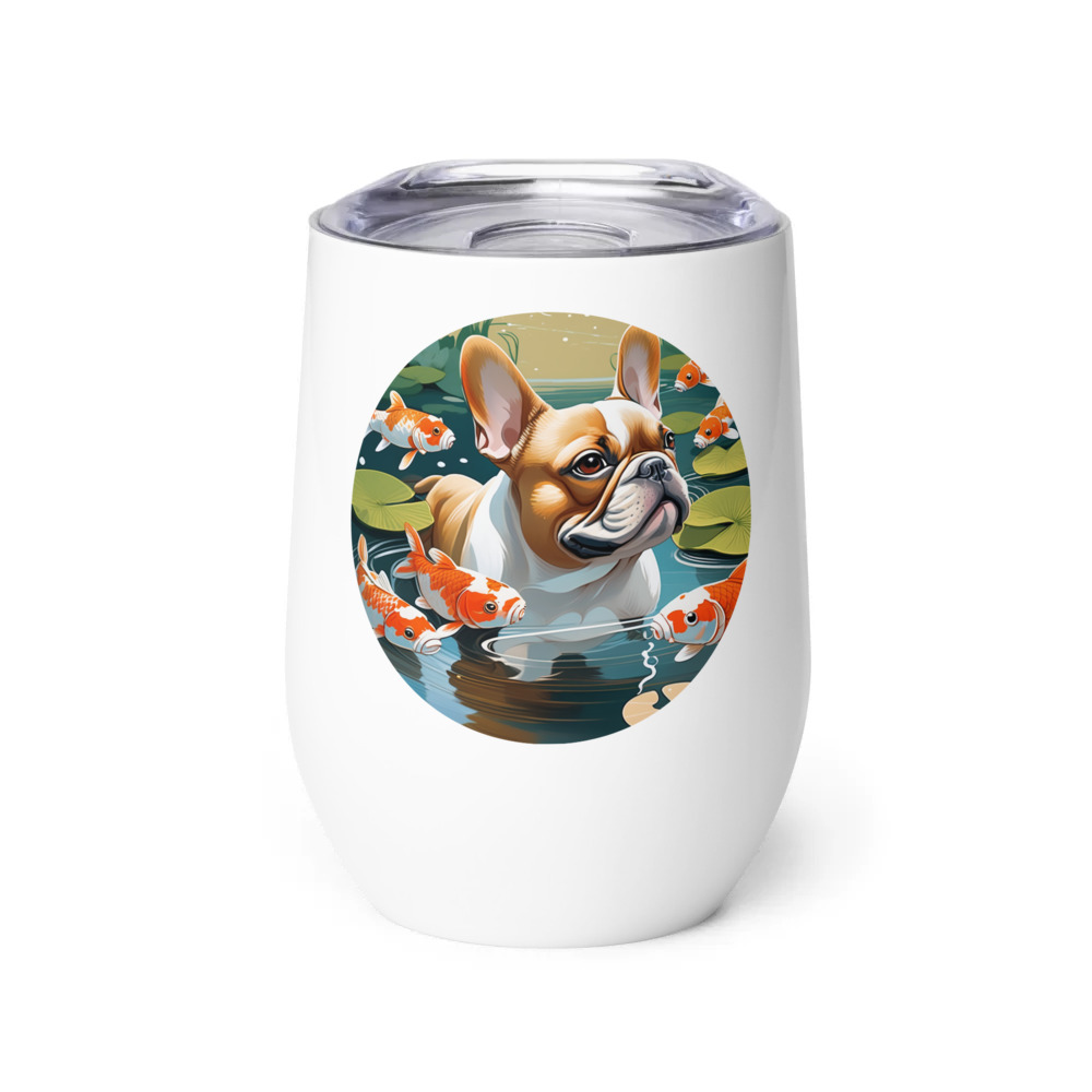PugMug Custom Tan French Bulldog Wine Tumbler