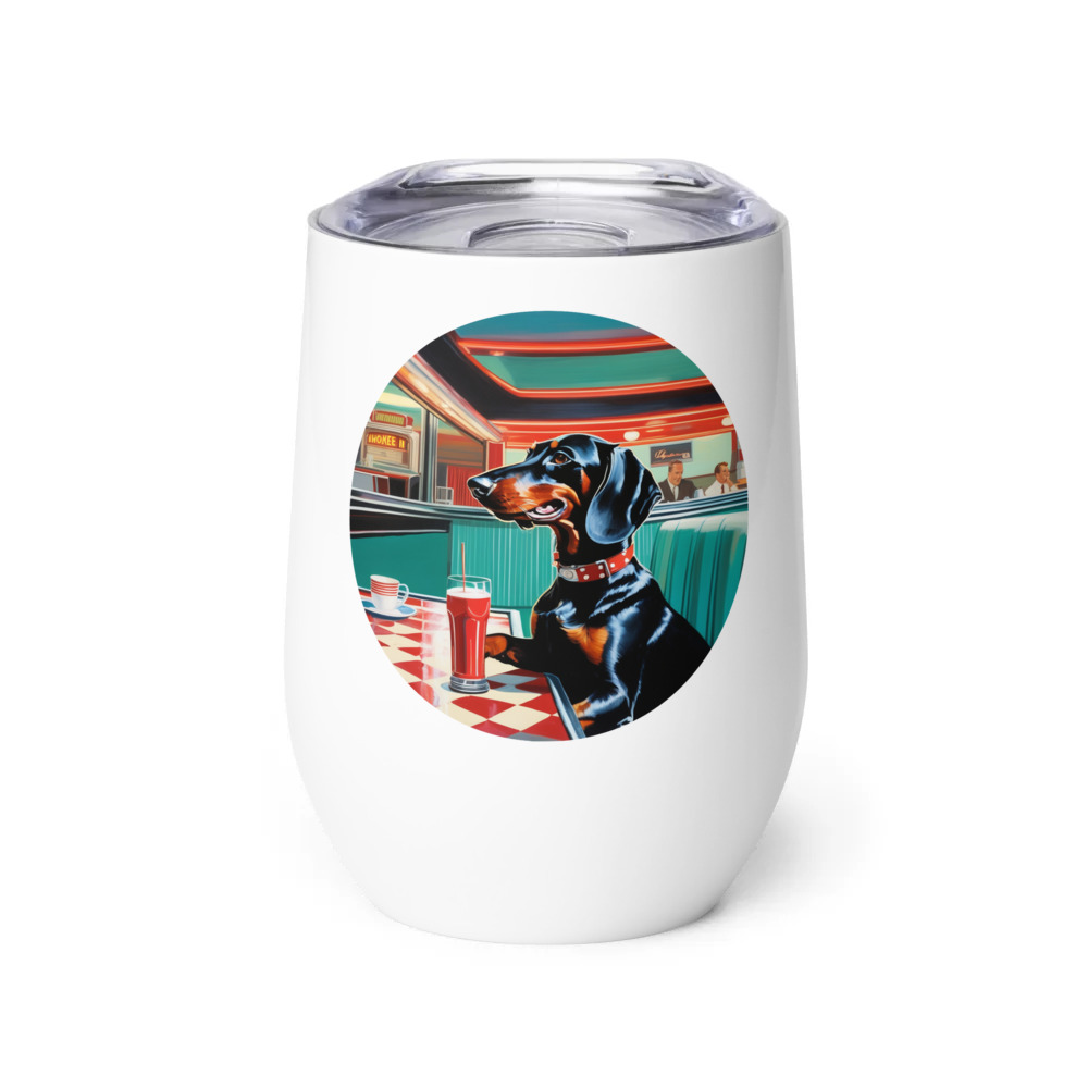 PugMug Custom Black Dachshund Wine Tumbler