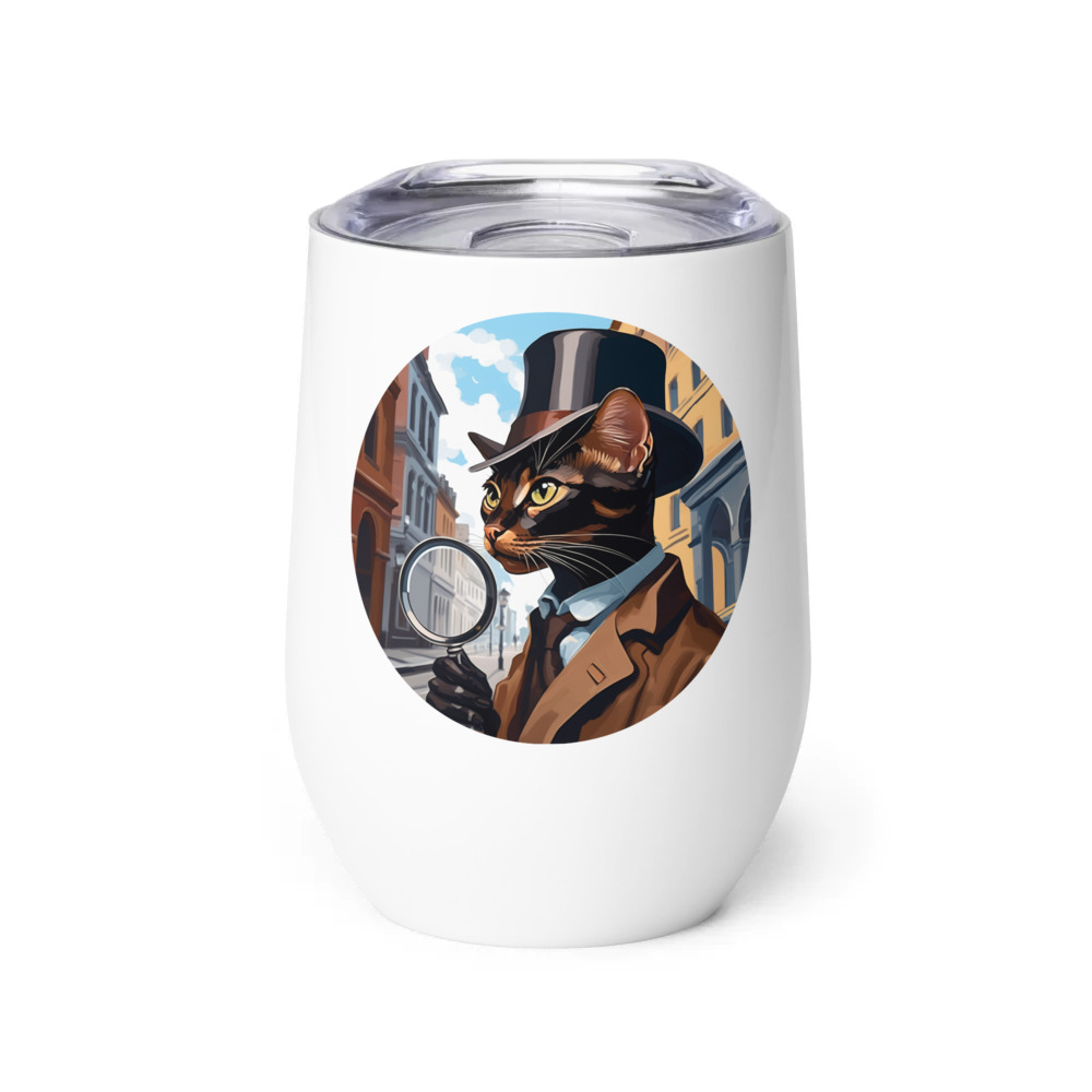 PugMug Custom Black Abyssinian Cat Wine Tumbler